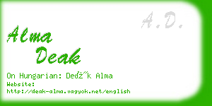 alma deak business card